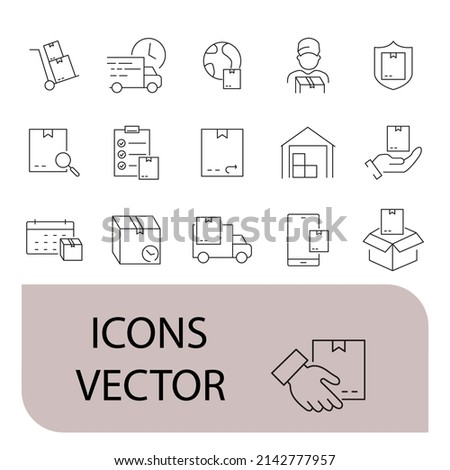 Delivery icons set . Delivery pack symbol vector elements for infographic web