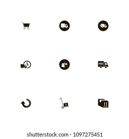 Delivery icons set. parcel, fast delivery, truck and cargo
