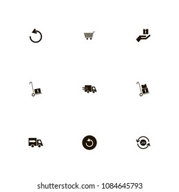 Delivery icons set. parcels, parcel, 24 hours and cart