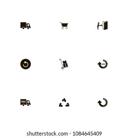 Delivery icons set. post, reload, cargo and truck delivery