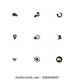 Delivery icons set. recycle, fast, shopping cart and car