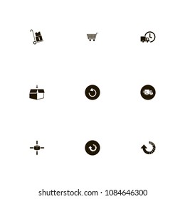 Delivery icons set. reload, loading, cart and open box