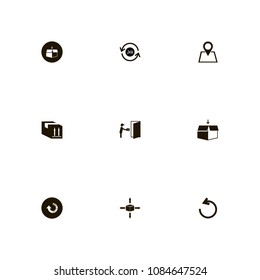 Delivery icons set. reload, open box, back and give parcel