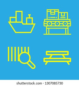 delivery icons set with rest area, conveyor and ship vector set
