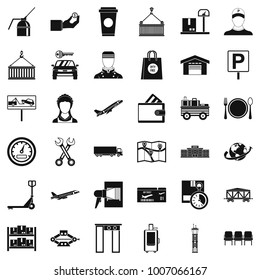 Delivery icons set. Simple style of 36 delivery vector icons for web isolated on white background