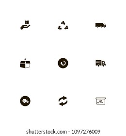 Delivery icons set. speed, recycle, box and give parcel