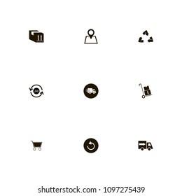 Delivery icons set. time delivery, location, parcel and parcels