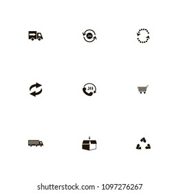 Delivery icons set. time delivery, parcel, circulation and fast truck