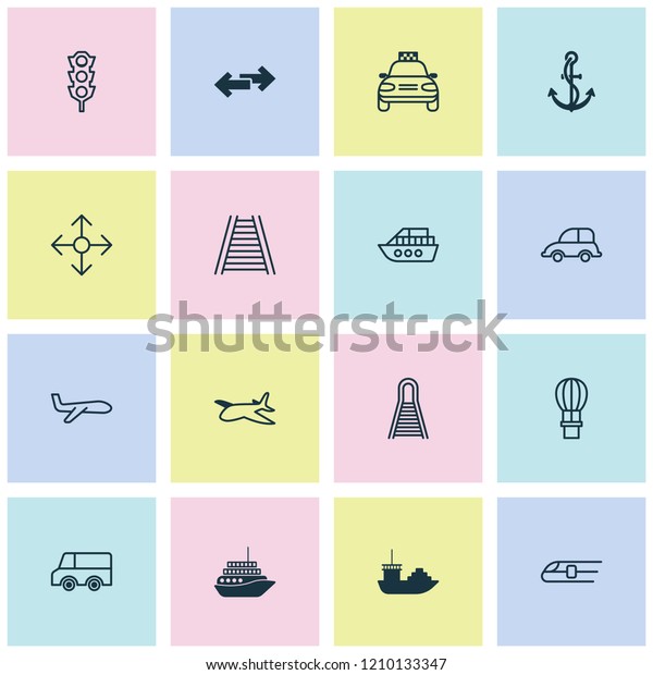 Delivery\
icons set with train, railway, navigation and other plane elements.\
Isolated vector illustration delivery\
icons.