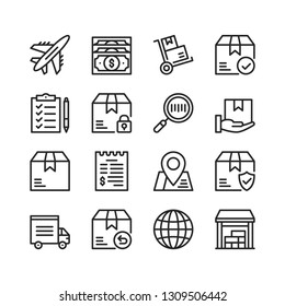 Delivery icons set. Transportation, logistics concepts. Pixel perfect. Thin line design. Vector line icons set