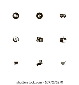 Delivery icons set. truck, free shipping, box and car