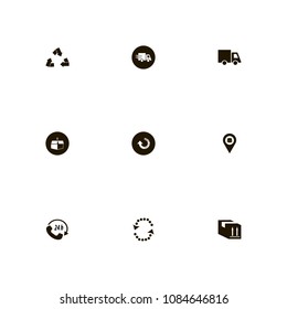 Delivery icons set. truck, parcel, recycle and loading