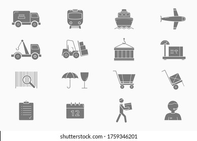Delivery Icons set - Vector silhouettes of shipping, service, transportation, logistics for the site or interface