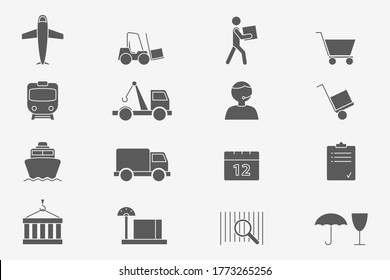 Juego de iconos de entrega - Siluetas vectoriales de envío, servicio, transporte, logística para el sitio o interfaz
