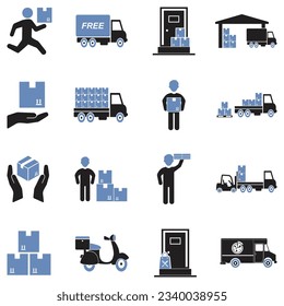 Delivery Icons. Two Tone Flat Design. Vector Illustration.