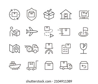 Delivery Icons - Vector Line Icons. Editable Stroke. Vector Graphic