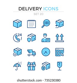 Delivery icons. Vector line icons set. Premium quality. Simple thin line design. Modern outline symbols, pictograms.