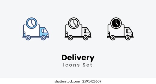 Delivery icons vector set stock illustration.