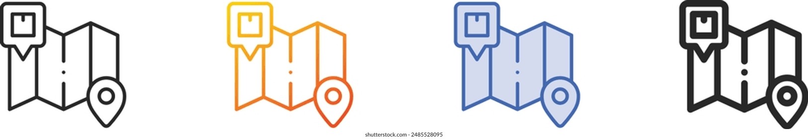 Icono de entrega.Diseño lineal delgado, degradado, trazo azul y estilo audaz aislado sobre fondo blanco