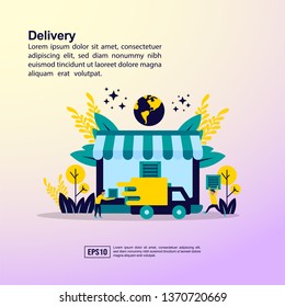 Delivery illustration concept with character. Template for, banner, presentation, social media, poster, advertising, promotion
