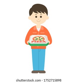 Delivery Illustration of a person delivering a pizza.
