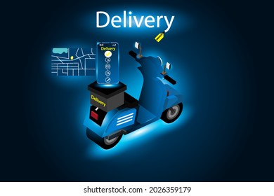 Delivery illustrations on applications and website concepts digital marketing and online business with new items on the smartphone screen with delivery service