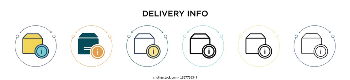 Info-Icon in gefüllter, dünner Linie, Umriss- und Strichform. Vektorgrafik von zwei farbigen und schwarzen Trägerinfo-Vektorgrafiken-Designs kann für mobile, i, web-basierte