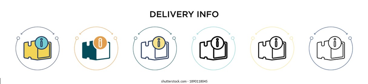 Delivery info icon in filled, thin line, outline and stroke style. Vector illustration of two colored and black delivery info vector icons designs can be used for mobile, ui, web