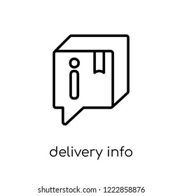 delivery info icon. Trendy modern flat linear vector delivery info icon on white background from thin line Delivery and logistic collection, outline vector illustration