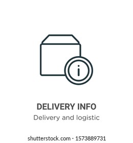 Delivery info outline vector icon. Thin line black delivery info icon, flat vector simple element illustration from editable delivery and logistic concept isolated on white background