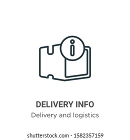 Delivery info outline vector icon. Thin line black delivery info icon, flat vector simple element illustration from editable delivery and logistics concept isolated on white background