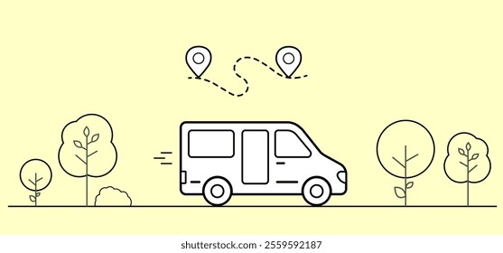 Delivery infographic.  Courier rides along the road on a delivering orders to different points. design with vector city.