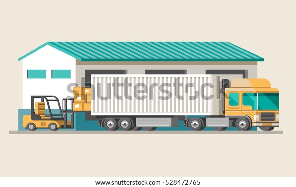 delivery infographic.\
truck and loader.