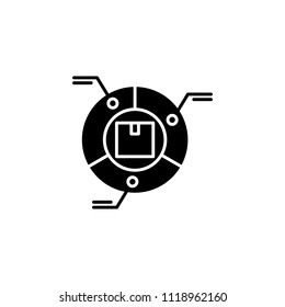 Delivery infrastructure black icon concept. Delivery infrastructure flat  vector symbol, sign, illustration.