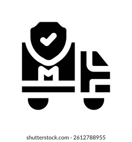 delivery insurance glyph icon. Strong and solid vector icon for websites, mobile interfaces, presentations, and visual branding. High quality and easy to edit.
