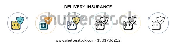 Delivery insurance icon in filled, thin line, outline\
and stroke style. Vector illustration of two colored and black\
delivery insurance vector icons designs can be used for mobile, ui,\
web