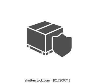 Delivery insurance simple icon. Parcels tracking sign. Shipping box symbol. Quality design elements. Classic style. Vector
