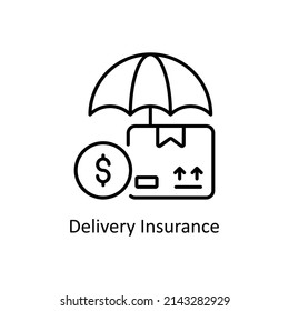 Delivery Insurance vector outline icon for web isolated on white background EPS 10 file