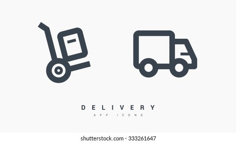 a delivery isolated minimal single flat linear set of icons in color. Line vector icon for websites and mobile minimalistic flat design. Modern trend concept design style illustration symbol