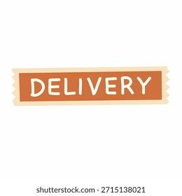Delivery label in flat hand-drawn style for shipping and logistics branding. Great for package identification, courier visuals, and e-commerce delivery graphics.
