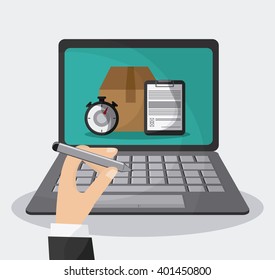 Delivery and laptop design , vector illustration