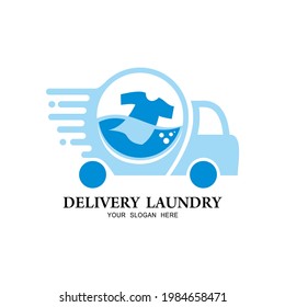 Delivery Laundry Logo. suitable for laundry services logo. flat vector making easy for any equipment marketing logo.