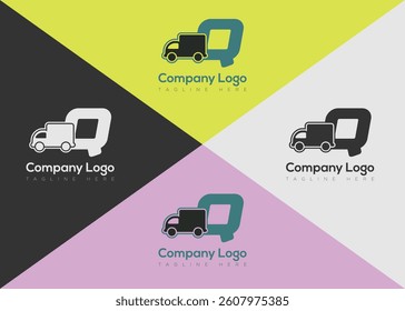 Delivery letter logo template with truck
