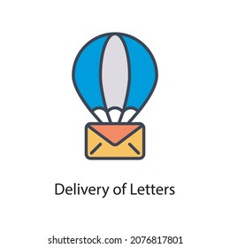 Ilustración de diseño de iconos de contorno vectorial de entrega de letras. Símbolo de aplicación web y móvil sobre archivo EPS 10 de fondo blanco