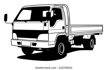 Delivery light truck hand draw illustration, vector