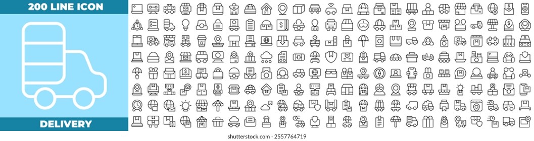 Delivery Line Editable Icons set. Vector illustration in modern thin line style of delivery icons: ship, delivery, shipment, etc