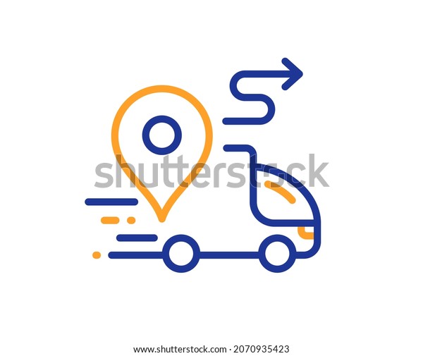 Delivery line icon. Road path sign. Car journey\
route symbol. Colorful thin line outline concept. Linear style\
delivery icon. Editable stroke.\
Vector