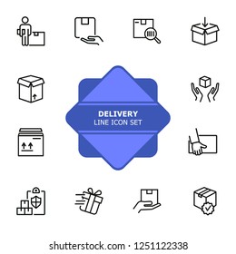 Delivery line icon set. Courier, gift, parcel. Shipment concept. Can be used for topics like postal service, logistics, internet store