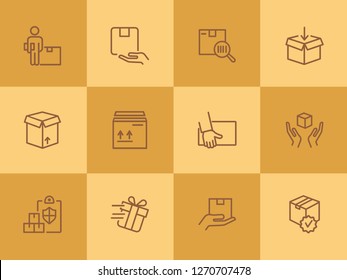 Delivery line icon set. Courier, gift, parcel. Shipment concept. Can be used for topics like postal service, logistics, internet store