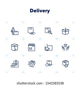 Delivery line icon set. Courier, gift, parcel. Shipment concept. Can be used for topics like postal service, logistics, internet store